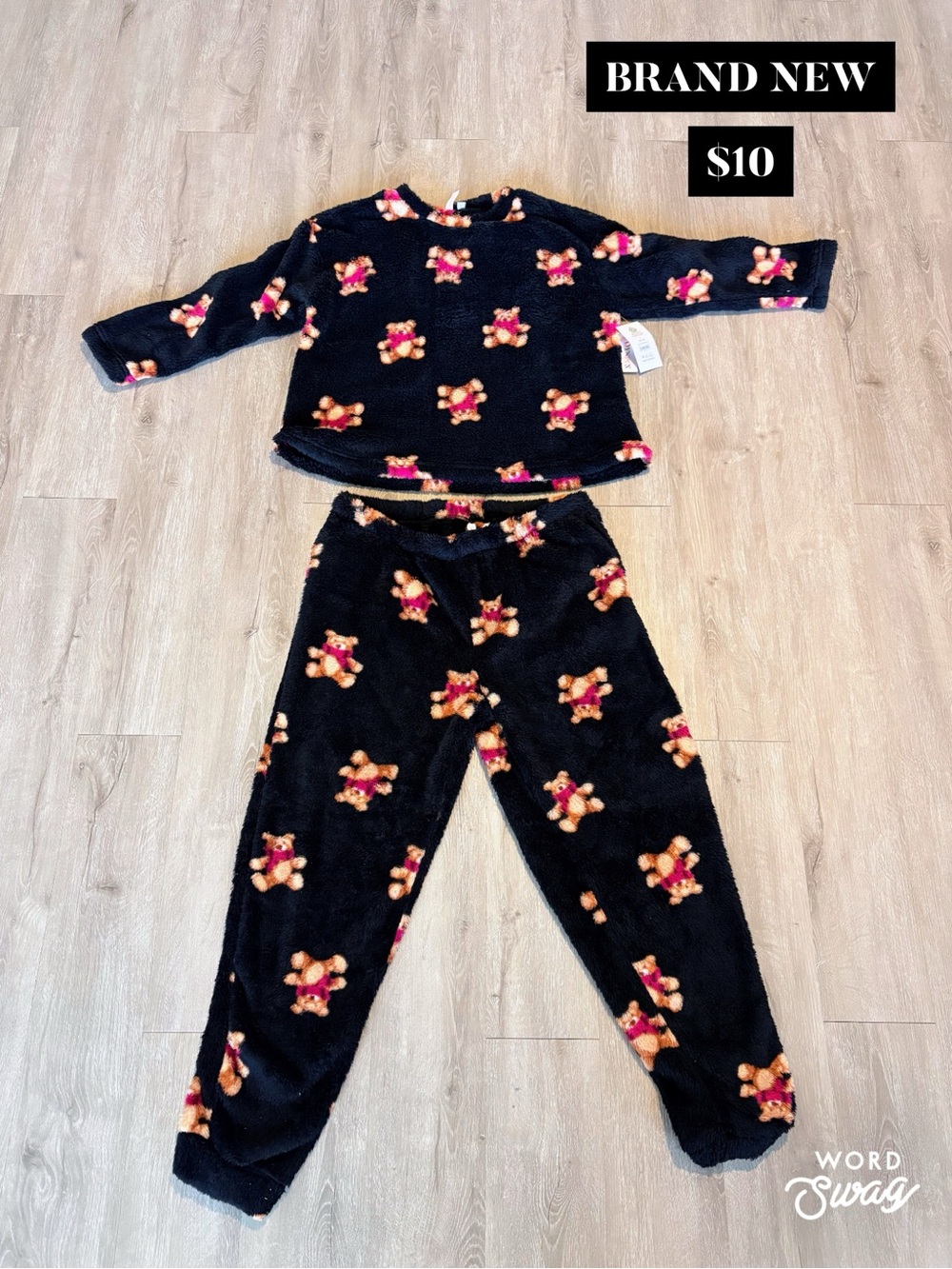 Joyspun Plush Teddy Pajama Set